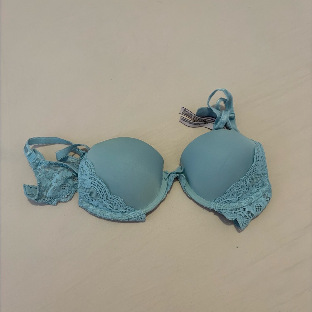 Elegant Victoria Secret Lace Trimmed Blue Bra